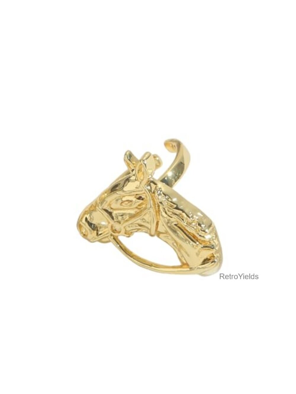 Horse Head Statement Ring Adjustable Open Band Thumb Punk Rock Western